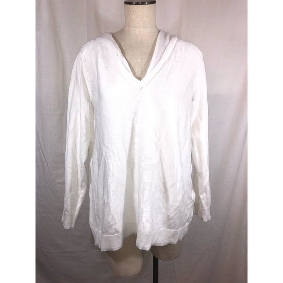 Avenue Size 18/20 White Hoodie Sweater with Silver Accents - Picture 2 of 3